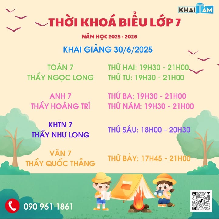 25-26. Thời Khóa Biểu Lớp 7